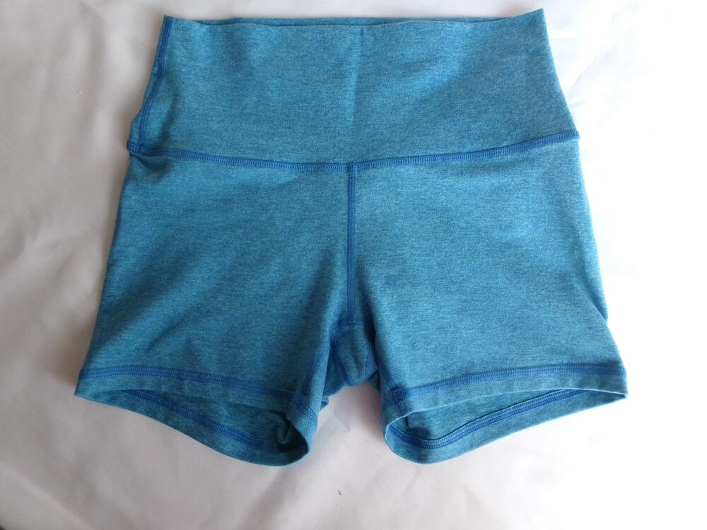 FLEO Womens Medium Blue High Rise Workout Shorts CrossFit Athletic 4"